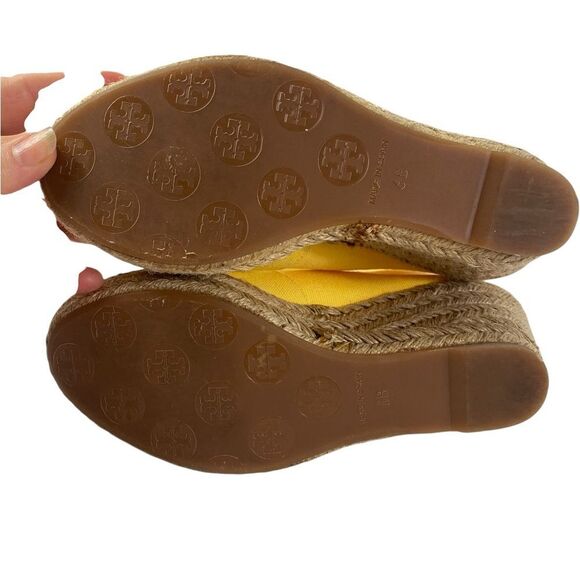 Tory Burch Yellow Espadrille Shoes with Crossover Straps - Picture 10 of 11